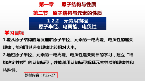 元素周期律(原子半径、电离能、电负性)课件高二化学人教版(2019)选择性必修2