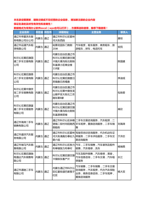 2020新版内蒙古省通辽车辆服务工商企业公司名录名单黄页联系方式大全41家
