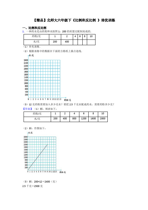 【精品】北师大六年级下《比例和反比例 》培优训练