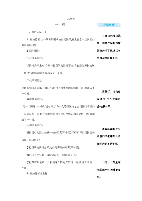 最新北师大版数学六年级上册《总复习》知识清单