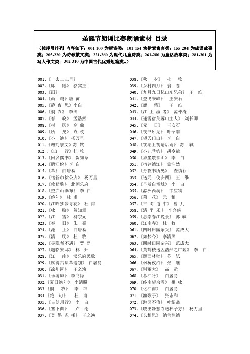 朗诵比赛 目录汇总