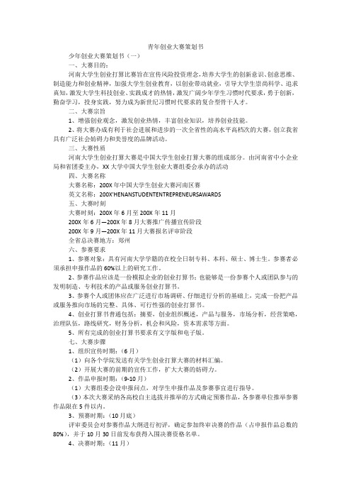 青年创业大赛策划书