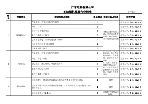 吸油烟机检验作业标准