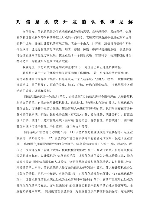 对信息系统开发的认识和见解