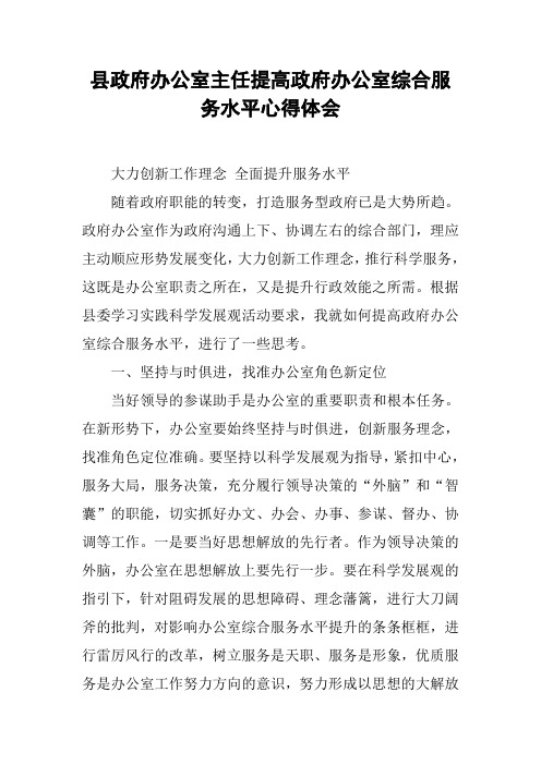 县政府办公室主任提高政府办公室综合服务水平心得体会