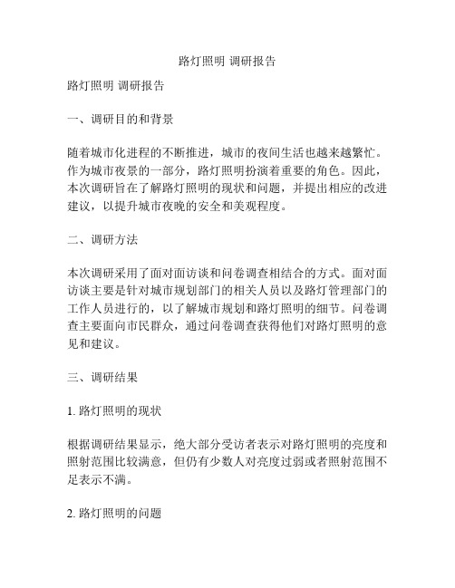 路灯照明 调研报告