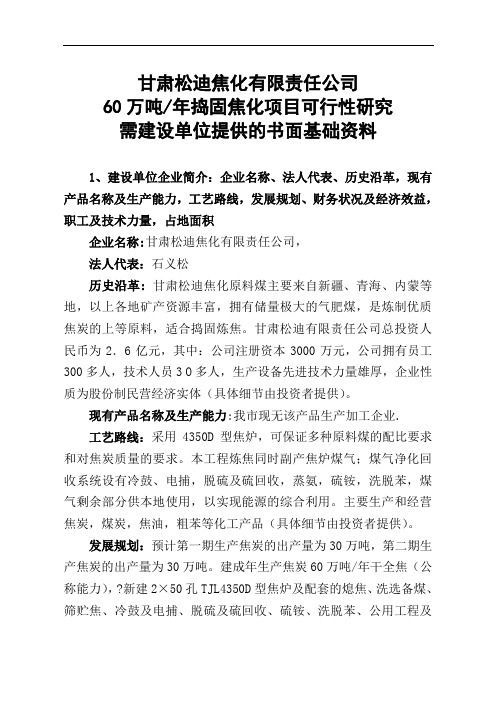 60万吨焦化可研报告(初稿)