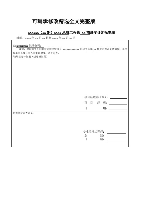 项目工程周进度计划报表模板精选全文完整版