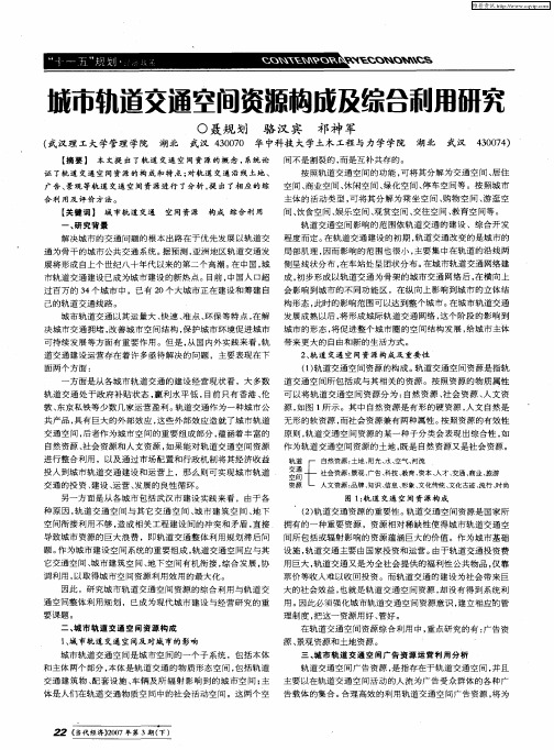 城市轨道交通空间资源构成及综合利用研究