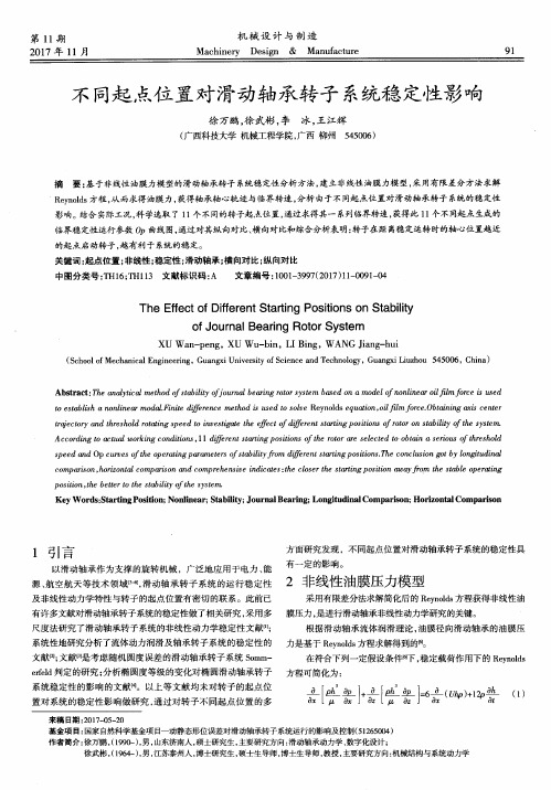 不同起点位置对滑动轴承转子系统稳定性影响