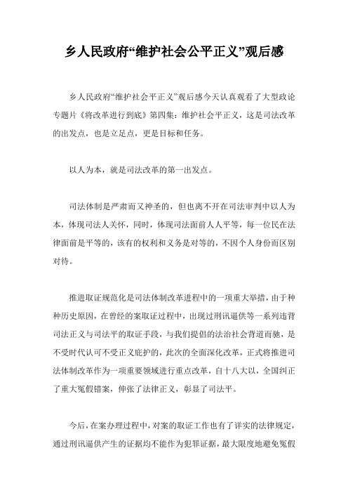 乡人民政府“维护社会公平正义”观后感