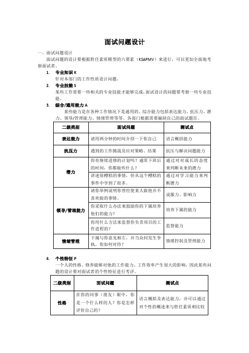 面试问题设计