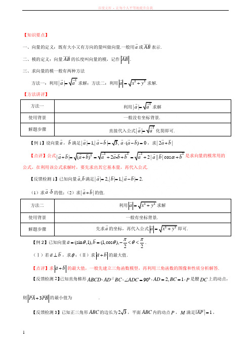 第43讲 平面向量模的求法高中数学常见题型解法归纳反馈训练及详细解析 (1)