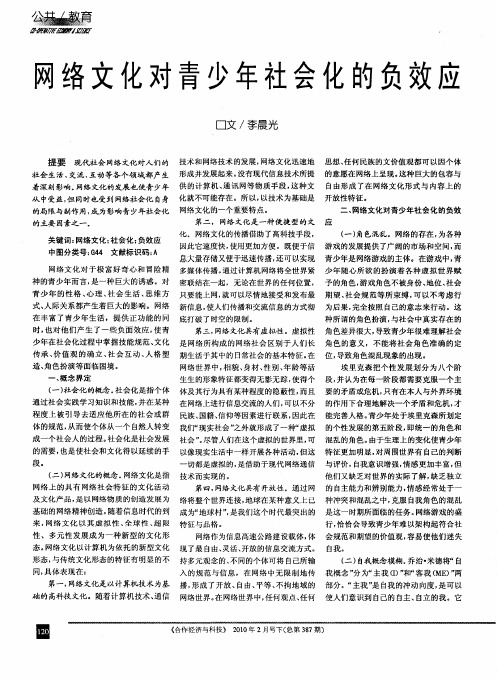 网络文化对青少年社会化的负效应