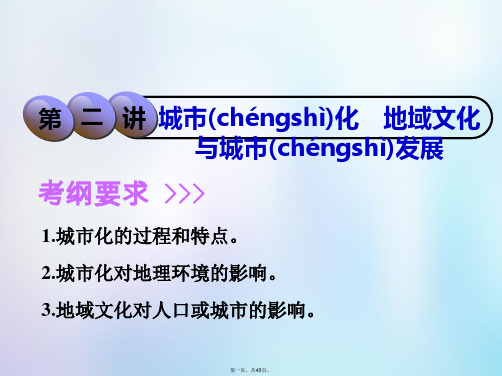 高考地理一轮复习第2部分人文地理第六章城市的空间结构与城市化第二讲城市化地域文化与城市发展课件中图版