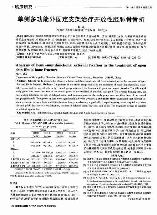 单侧多功能外固定支架治疗开放性胫腓骨骨折