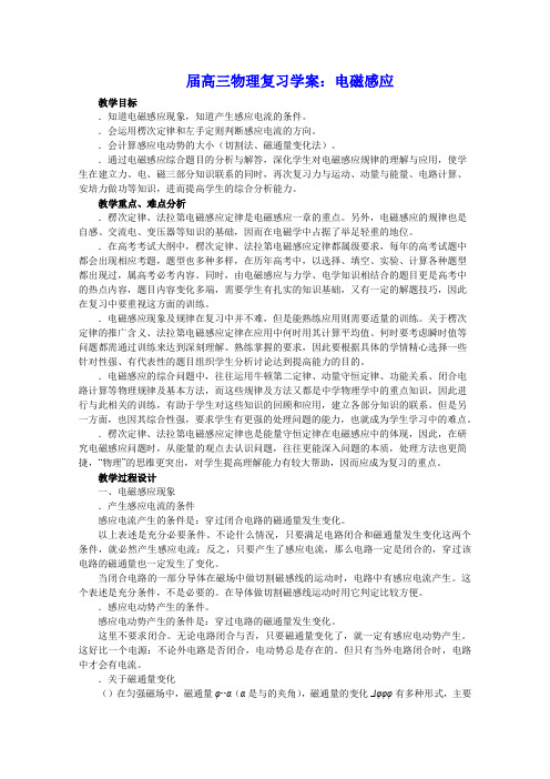 2010年高考物理电磁感应专题复习学案 人教课标版(优秀免费下载资料)
