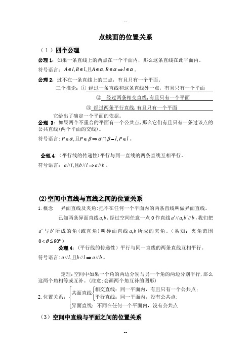 立体几何——点线面的位置关系