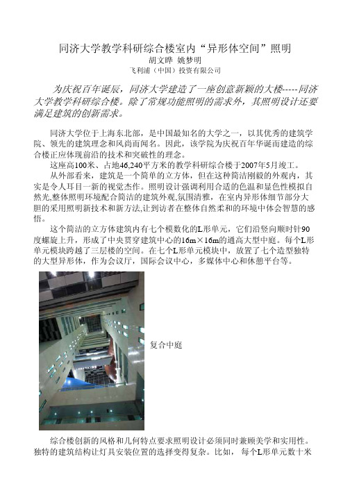 同济大学教学科研综合楼室内“异形体空间”照明
