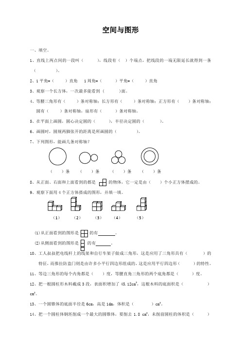 通用版数学六年级下册总复习专题：空间与图形1 含答案 17页