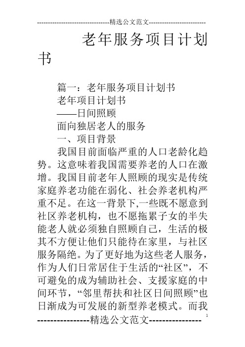 老年服务项目计划书