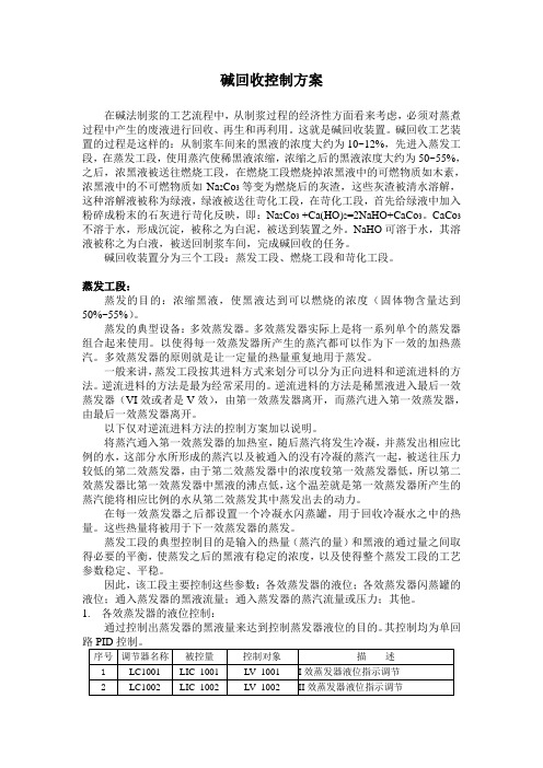 制浆碱回收控制方案