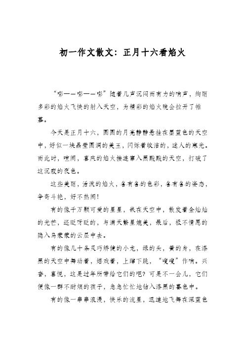 初一作文散文：正月十六看焰火