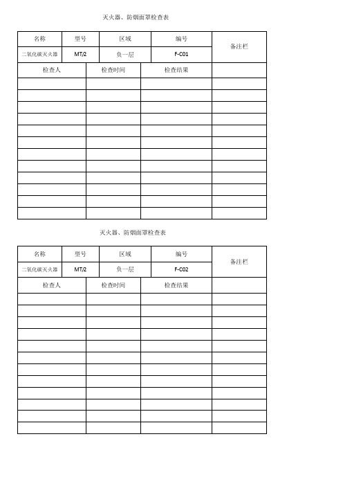 灭火器检查表
