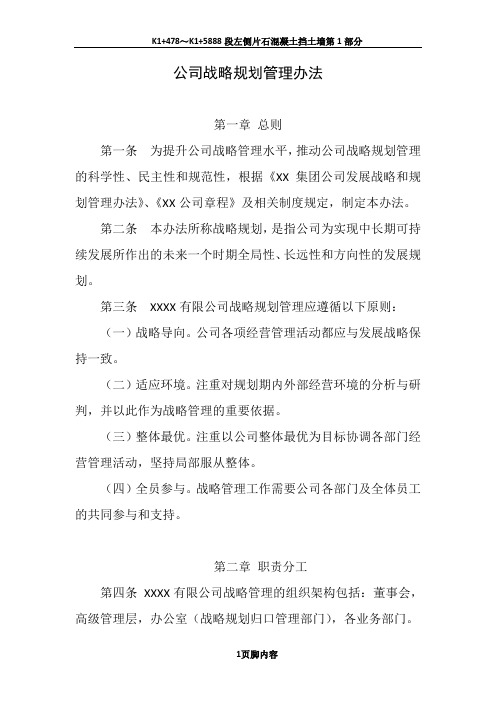 公司发展战略规划管理办法
