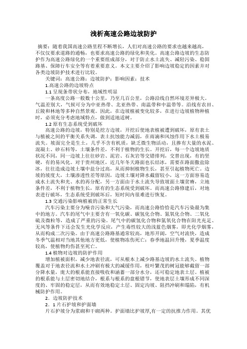 浅析高速公路边坡防护
