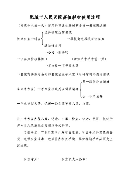 高值耗材使用流程