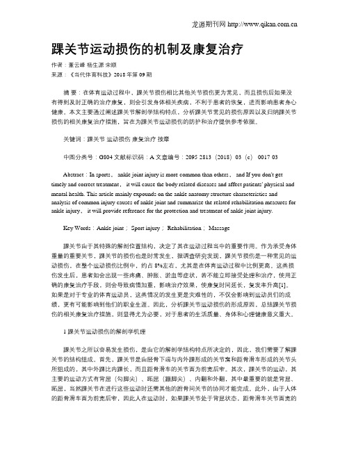踝关节运动损伤的机制及康复治疗