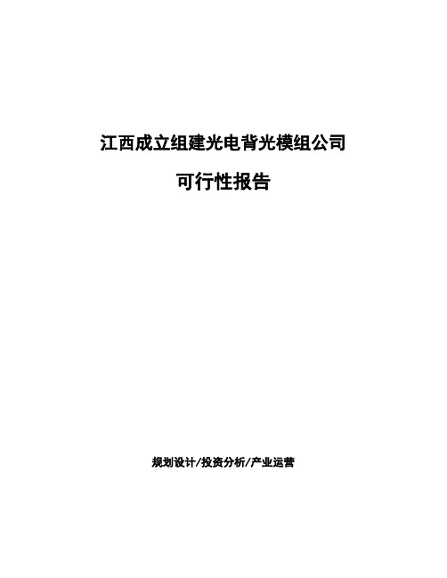 江西成立组建光电背光模组公司可行性报告模板