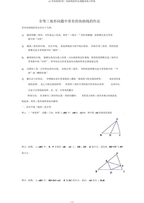 14页辅助线-初二辅助线的作法例题及练习答案