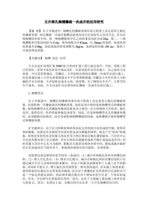 立井深孔掏槽爆破一次成井的应用研究