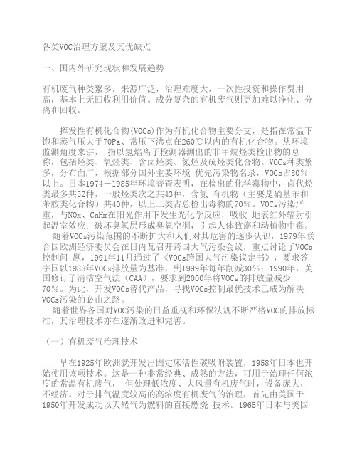 各类voc处理方案优缺点