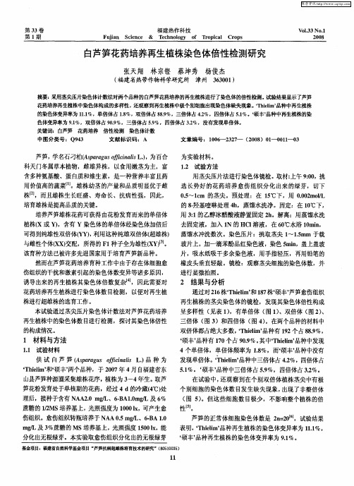 白芦笋花药培养再生植株染色体倍性检测研究