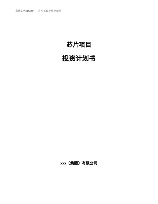 芯片项目投资计划书