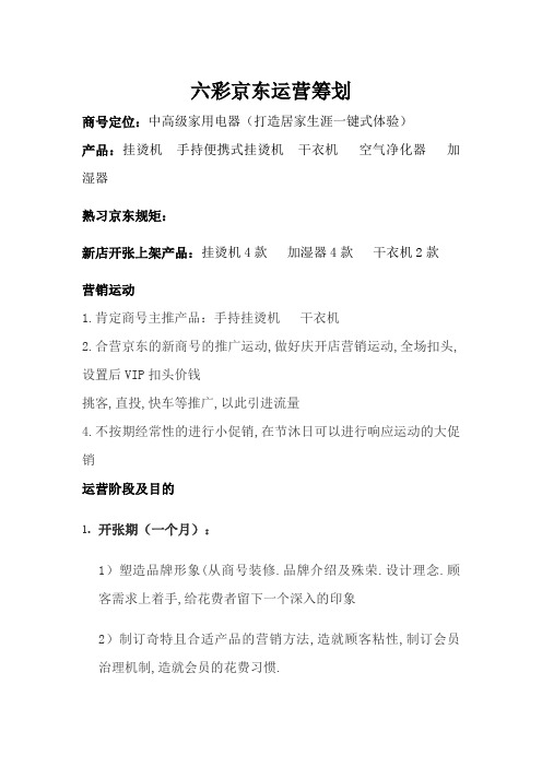 京东店铺运营方案