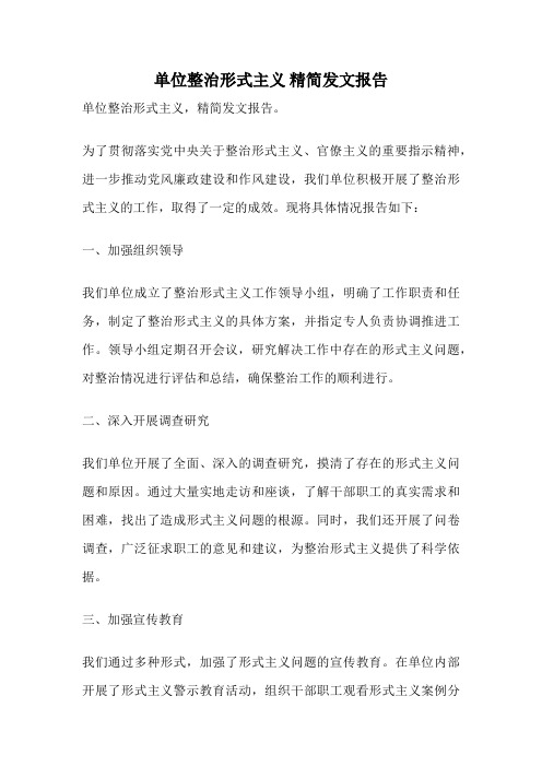 单位整治形式主义 精简发文报告