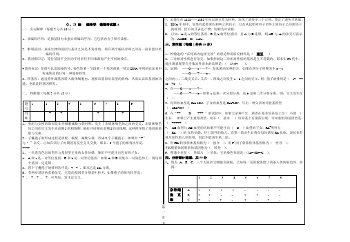 2012年遗传学试卷