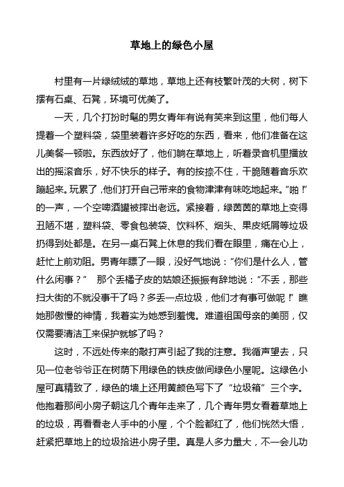 草地上的绿色小屋