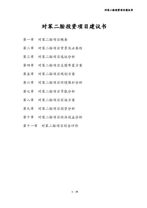 对苯二胺投资项目建议书