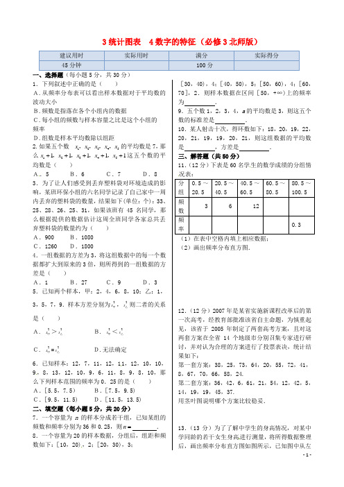 高中数学 基础知识篇 1.4统计图表训练(含解析)北师大