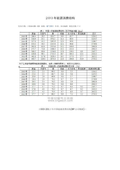 自-2013年能源消费结构 