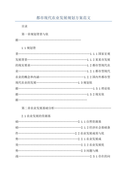 都市现代农业发展规划方案范文