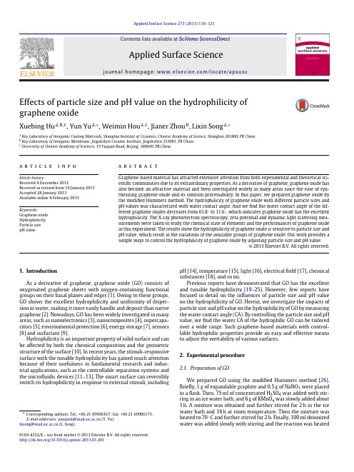 Effects of particle size and pH value on the hydrophilicity of graphene oxide