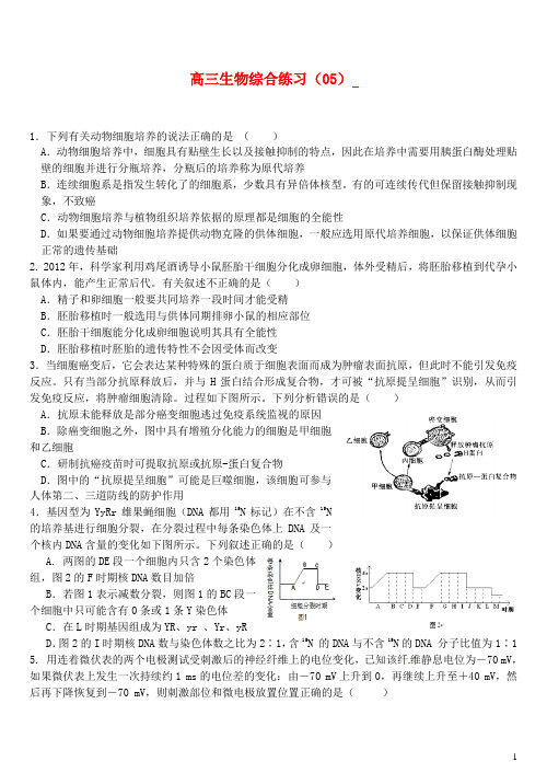 新人教版必修2高三生物综合练习(五)