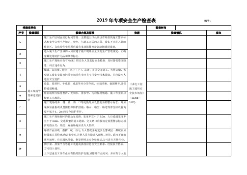 施工现场专项安全检查表