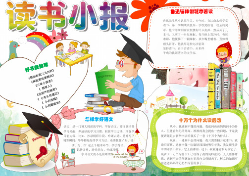 【word小报模板】简洁可爱卡通读书小报手抄报Word模板